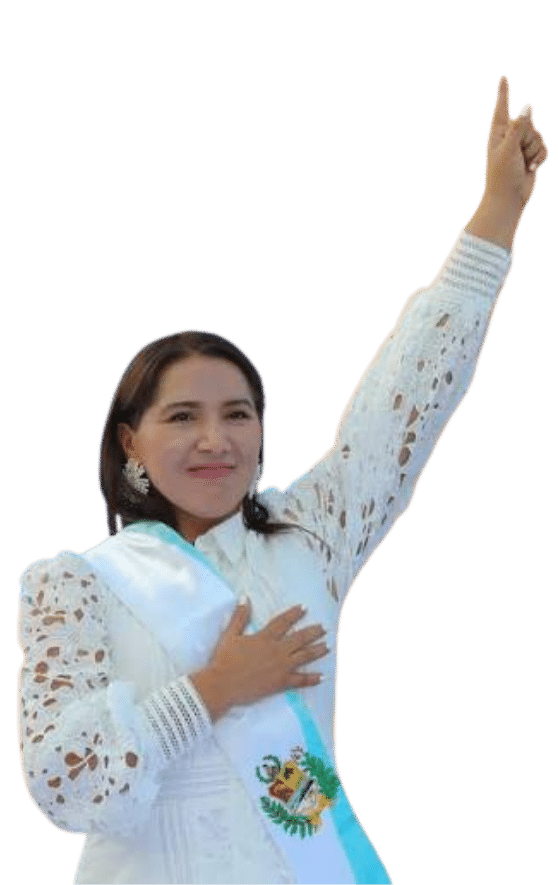 Johana Carrillo saludando con brazo en alto
